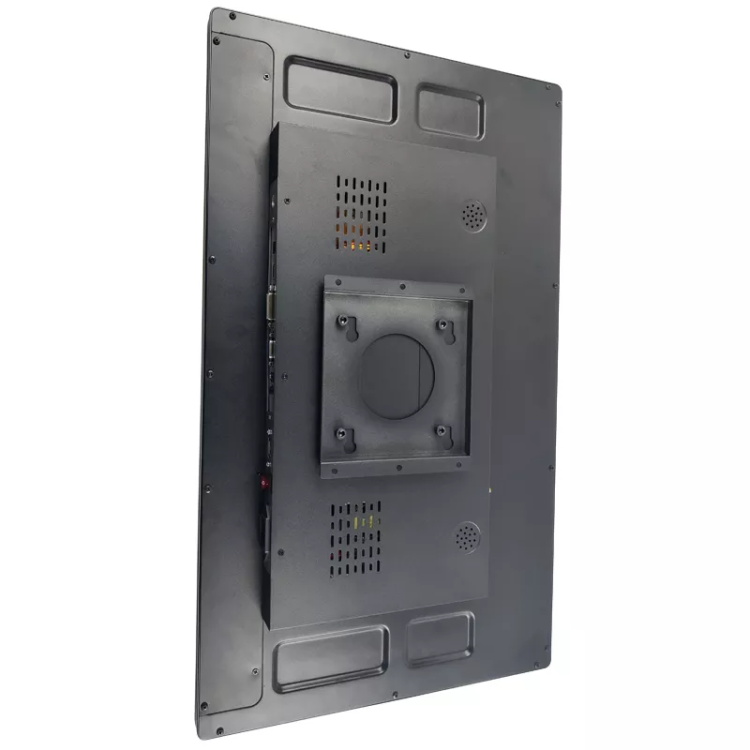 Vertical rear view of wall mount touch panel PC