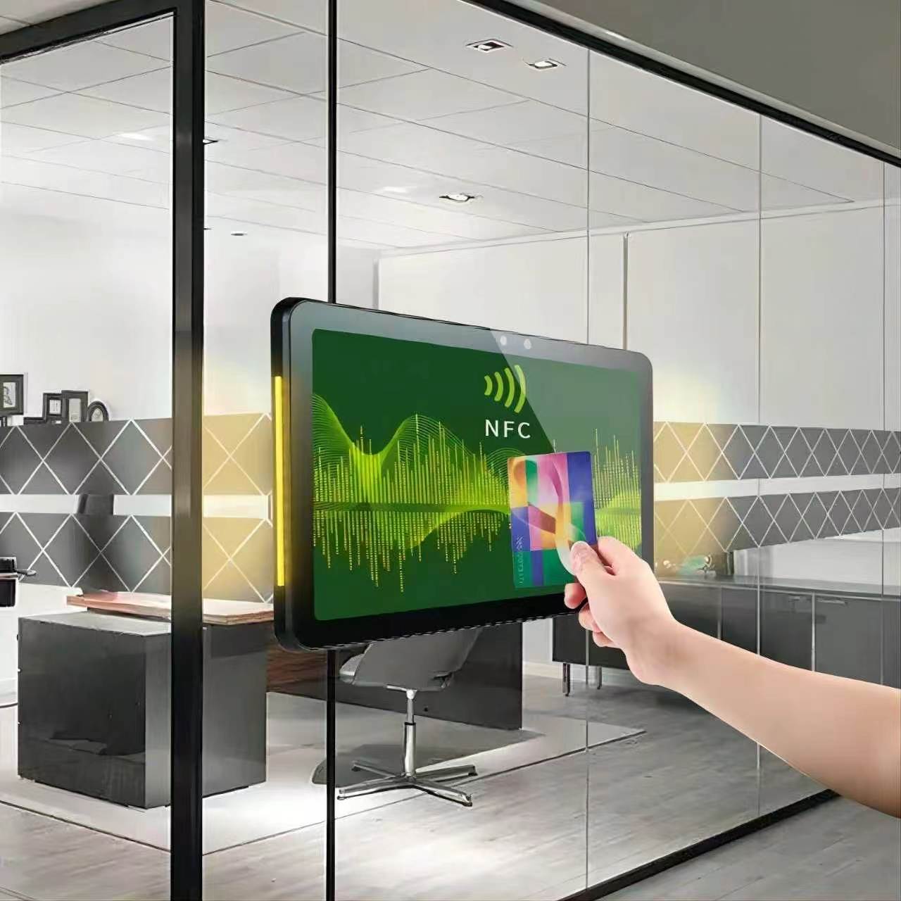 NFC Badge Check-In on Glass Partitions