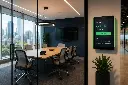 University room scheduling panel with green LEDs.webp