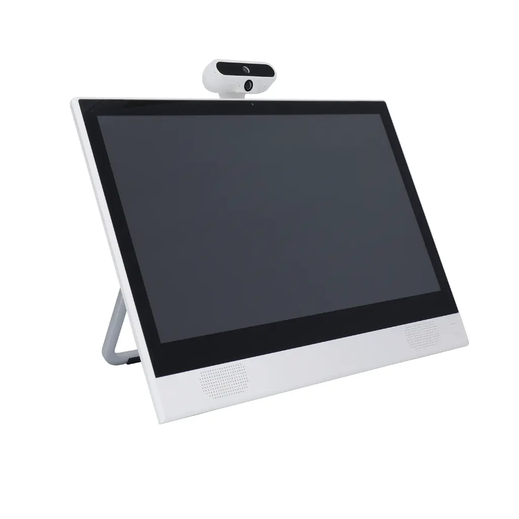 Angled view of study monitor on fold-out kickstand