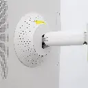 Steel hinge and speaker chamber close-up