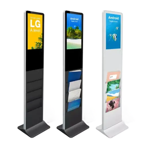 Digital Signage Totem with Brochure Holder — 21.5" Screen & Magazine Rack